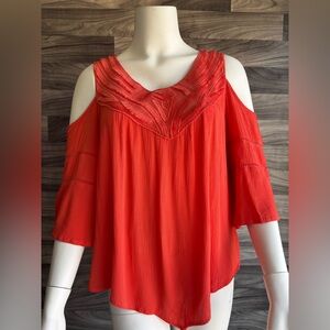 Elegant Women's Cold Shoulder Top - Orange